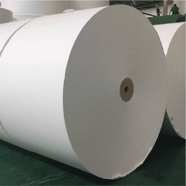 A roll of paper is sitting on the floor.